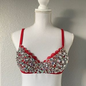 Hand made crystal and rhinestones bra